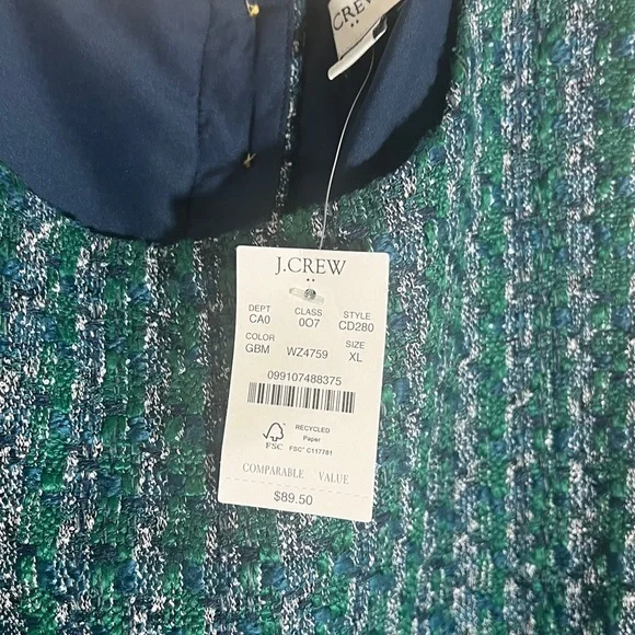 J. Crew Factory women’s fully lined Tweed button-back shell blouse office NWT - Picture 5 of 9